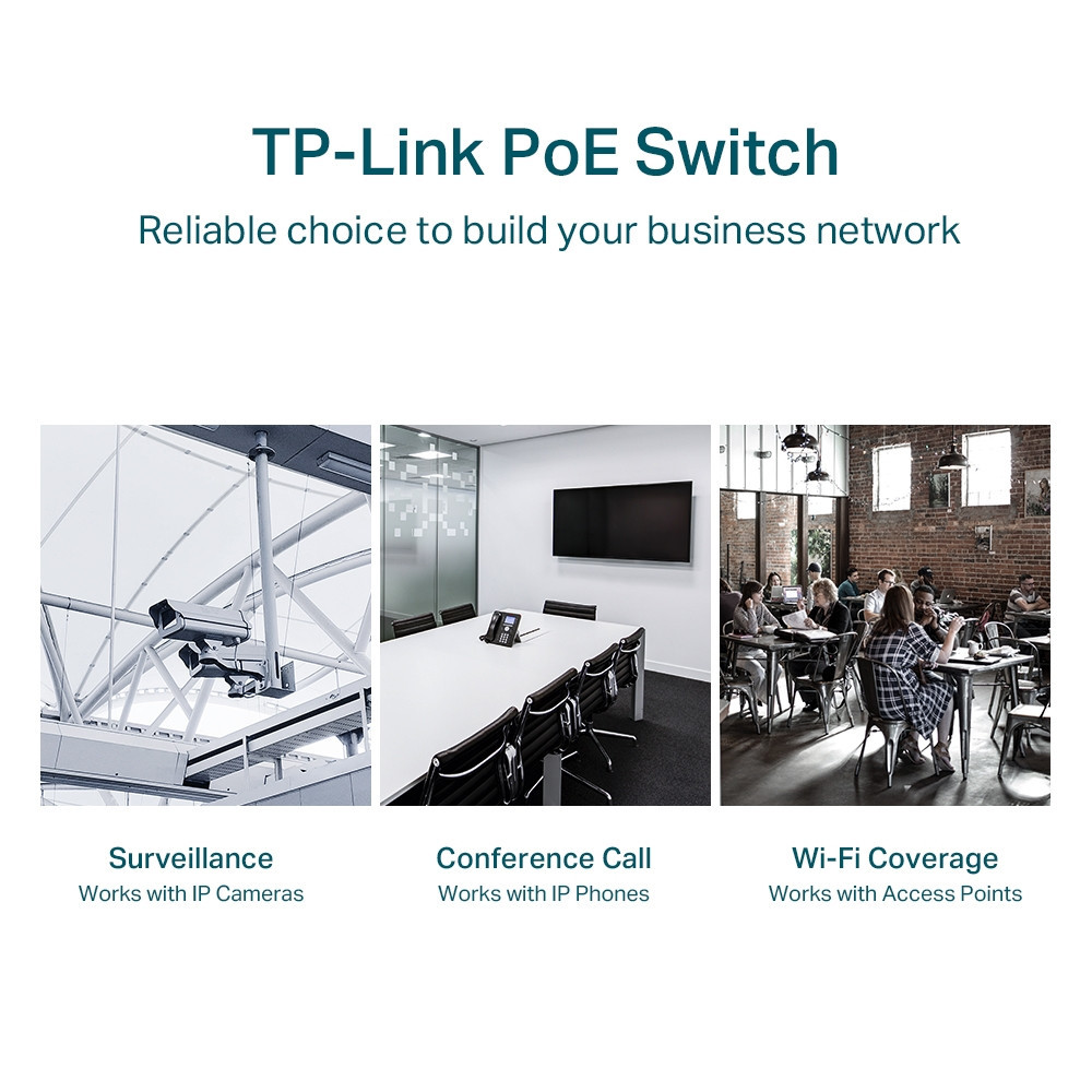 Switch de bureau rackable Gigabit Easy 24 ports PoE +  RJ45 10/100/1000 Mbps avec 2 emplacements SFP