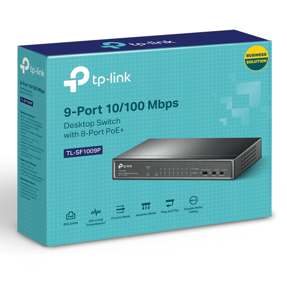 Switch de bureau TP-Link 9 ports 10/100 Mbps dont 8 ports PoE+