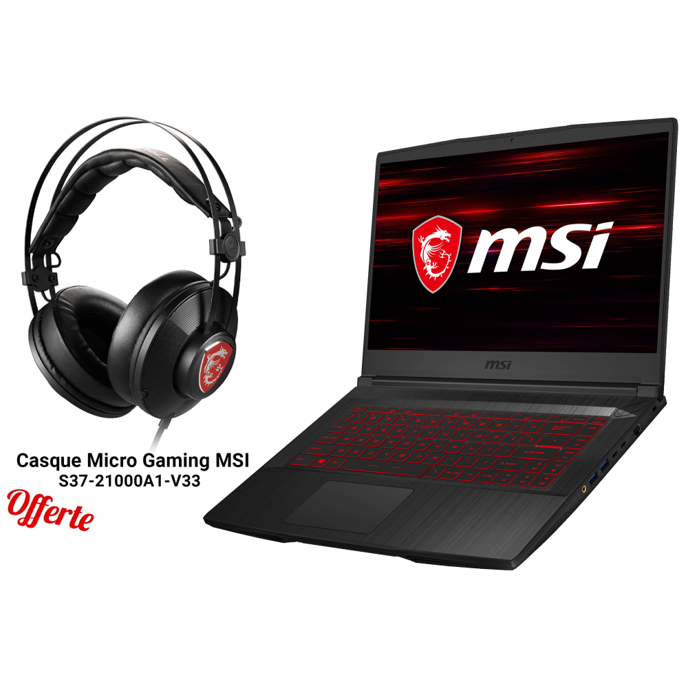 Pc portable MSI Gaming GF65 Thin 10UE / i7 10è Gén / 24 Go + Casque Micro Gaming MSI