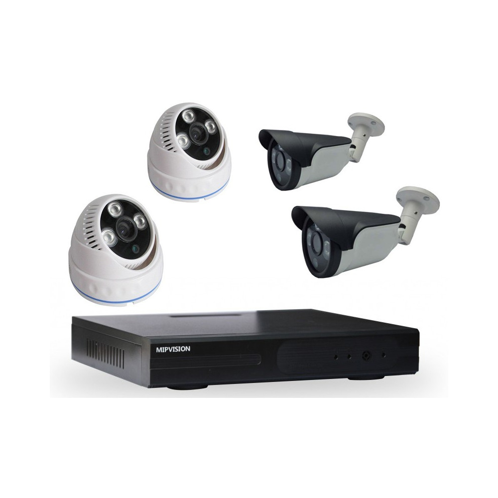 Kit DVR AHD 4 canaux + 2 Caméras MIPVISION Internes 5MP + 2 Caméras Externes 5MP