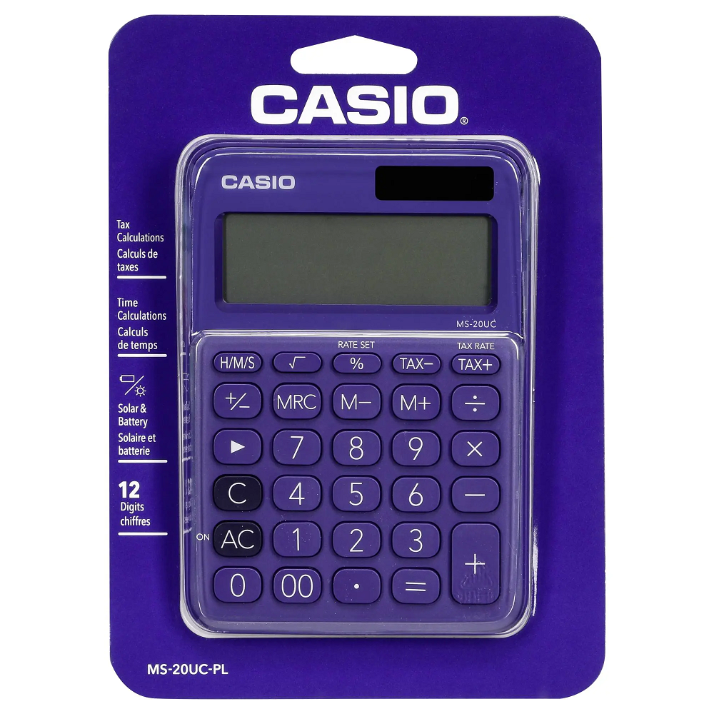 Calculatrice de bureau 12 chiffres Casio MS-20UC-BU / Violet