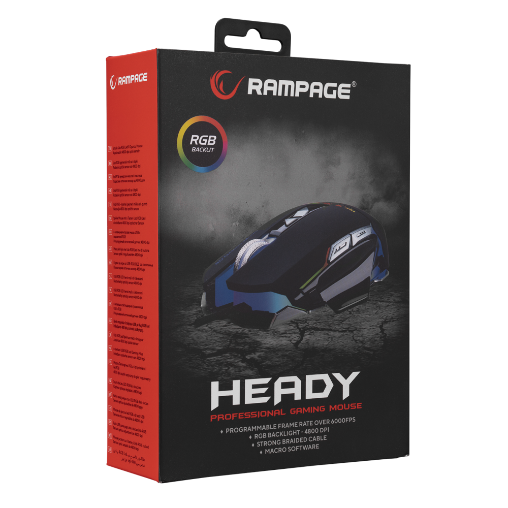 Souris Gaming USB RGB Rampage HEADY RM-607 RGB / 4800 dpi