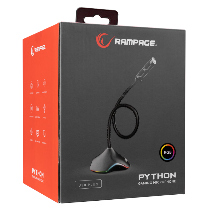 Microphone Gamer Rampage RMX-M7 PYTHON RGB / PC / PS4 / XBOX / Mobile