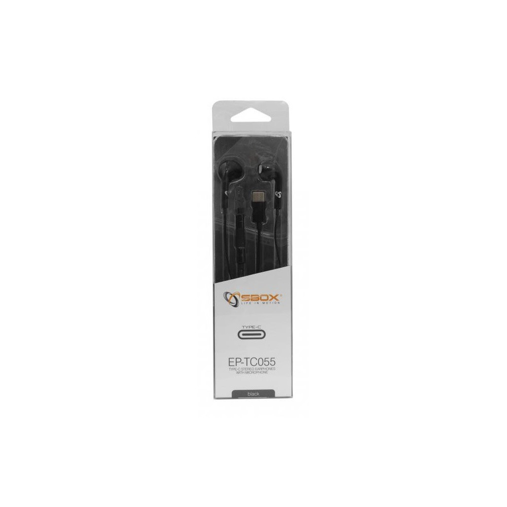 Écouteurs avec Microphone SBOX EP-TC055B USB TYPE-C / Noir