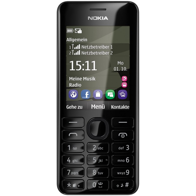 Téléphone Portable Nokia 206 / Double SIM / Noir