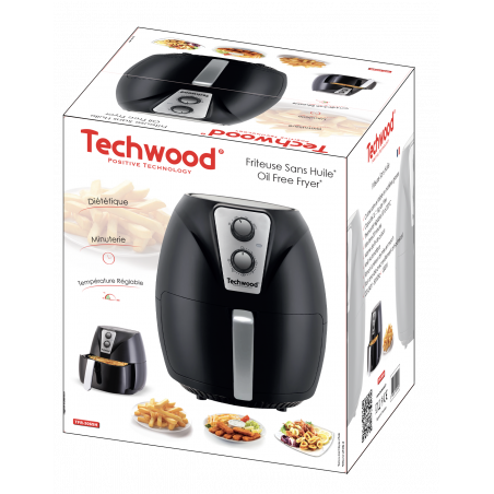 Friteuse Sans Huile Techwood TFR-350SHD – 1200W, Blanc, Neuve Sous Garantie 1 An