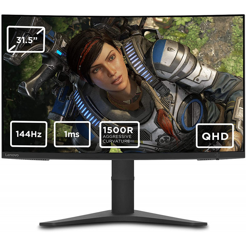 Ecran Gaming Lenovo G32qc-10 / 31.5 LED QHD / 144 Hz / Incurvé