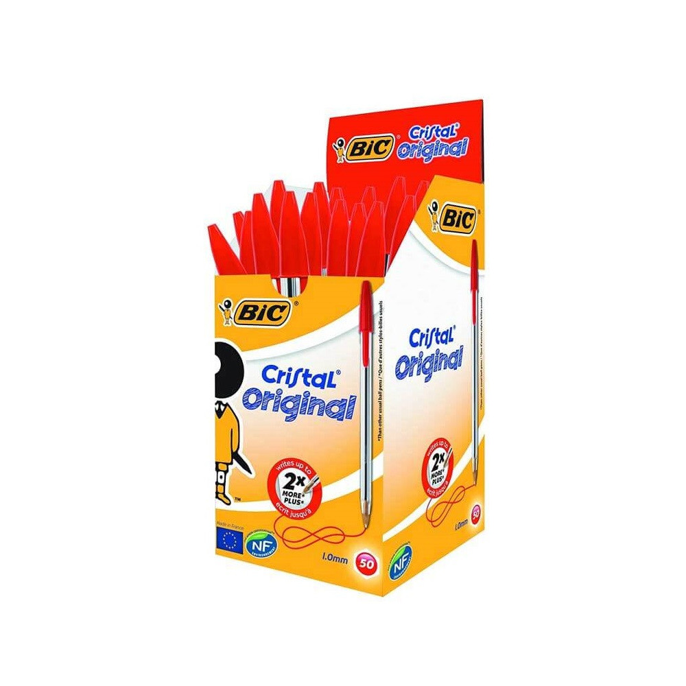 50x Stylos à bille Cristal Medium BIC / Rouge