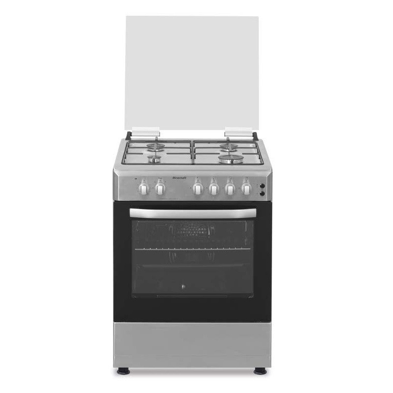 Cuisinière a Gaz Brandt BGE6241X / 4 Feux / Inox Avec KIT COOKART