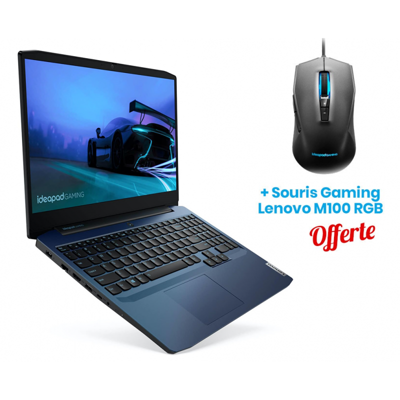 PC Portable Lenovo IdeaPad Gaming 3 15ARH05 / AMD Ryzen 7 / 16 Go + Souris Gaming Lenovo M100 Offerte