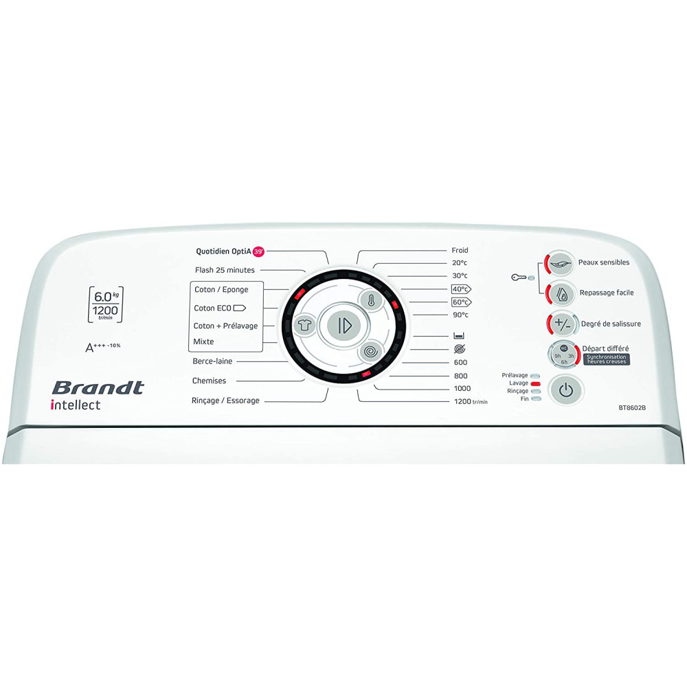 Lave linge TopLoad Brandt Intellect BT8602B / 6KG / Blanc