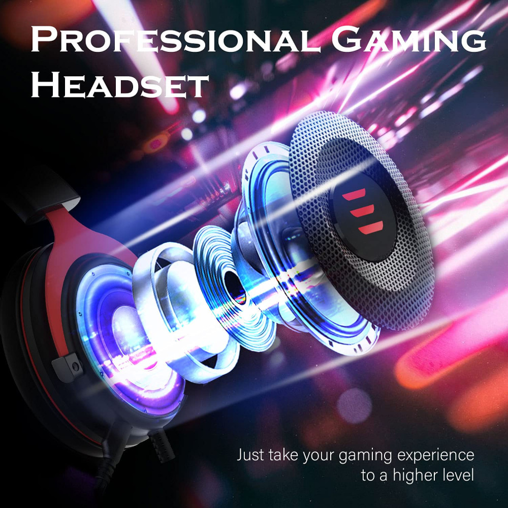 Casque Micro Filaire Gamer EKSA E900 Son stéréo 3D / Noir et Rouge