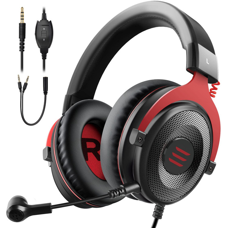 Casque Micro Filaire Gamer EKSA E900 Son stéréo 3D / Noir et Rouge