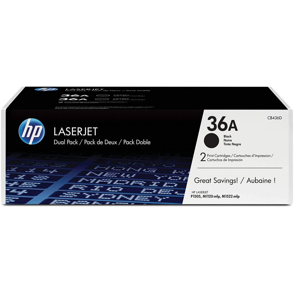 2x Toner HP LaserJet CB436A Noir