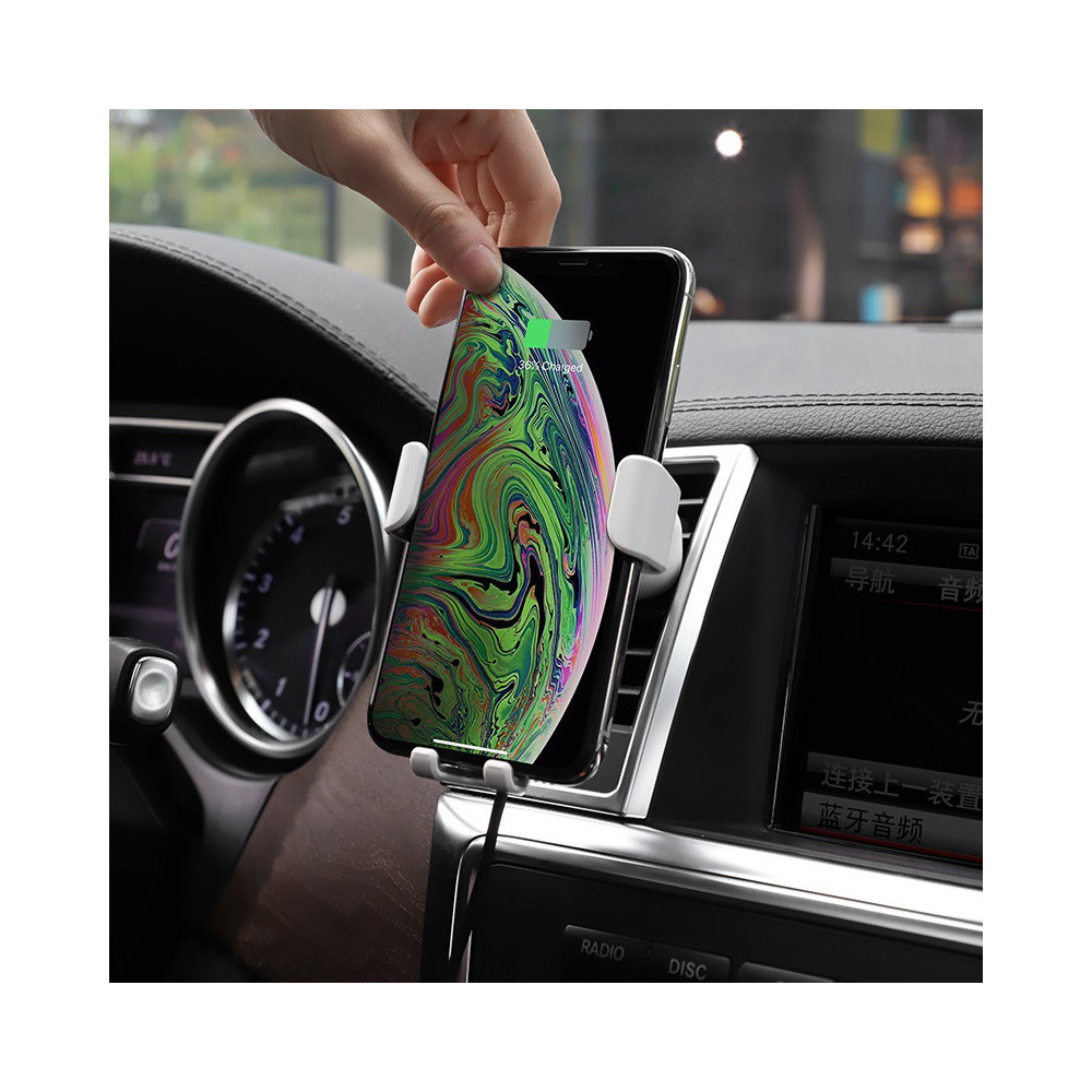 Support de voiture et Chargeur Sans fil Hoco CW17  / Blanc