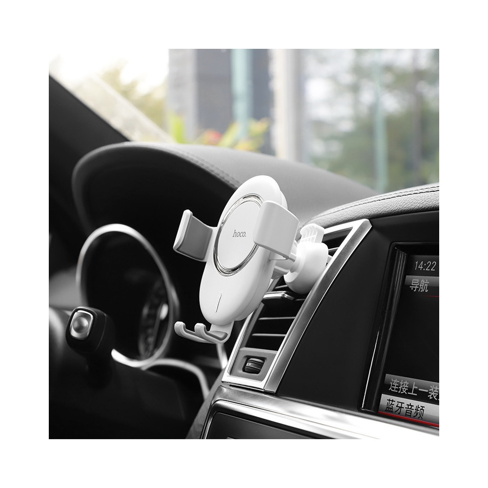 Support de voiture et Chargeur Sans fil Hoco CW17  / Blanc