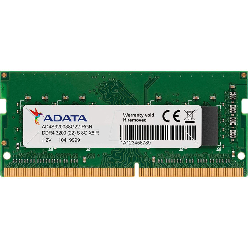 Barrette Mémoire SoDIMM pour PC Portable ADATA 8 Go DDR4 3200 MHz