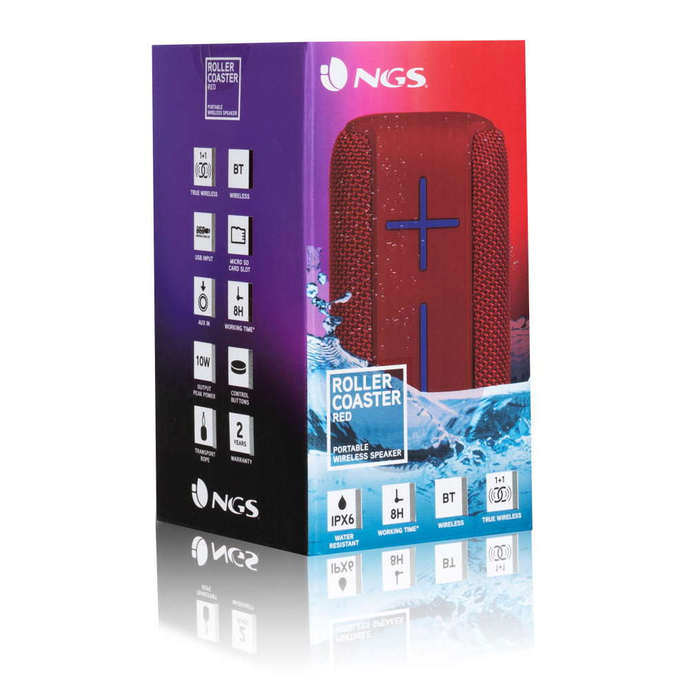 Haut Parleur Portable Bluetooth NGS Roller Coaster 10W / Rouge