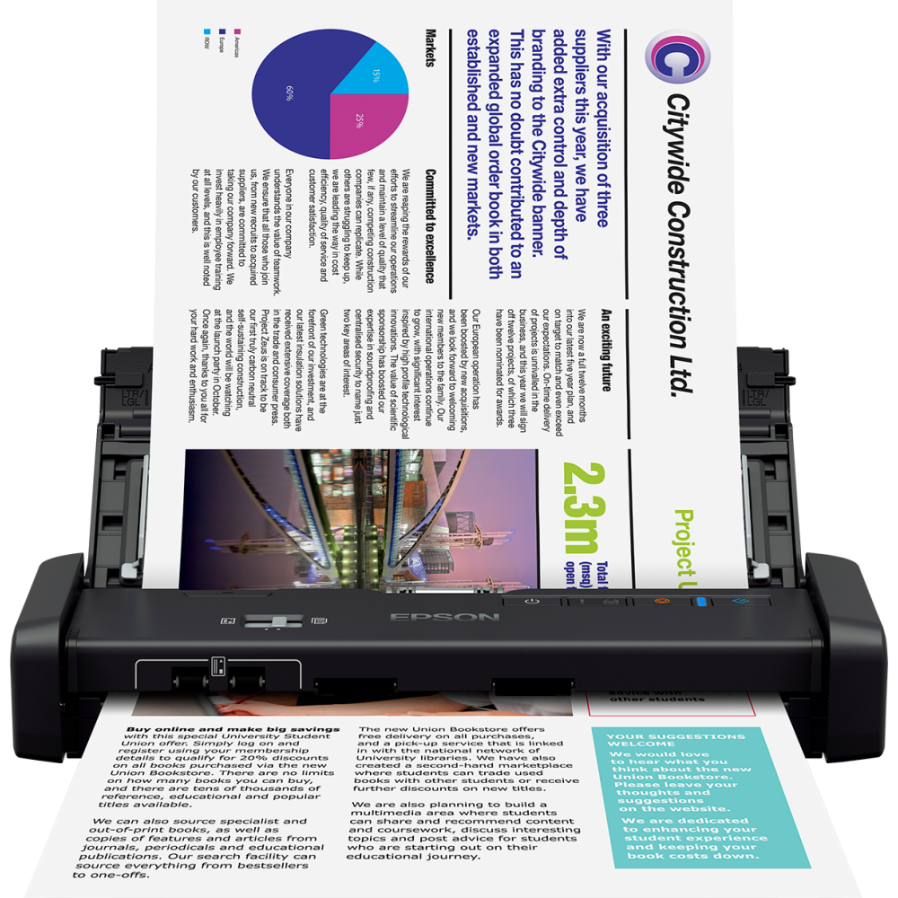 Scanner Epson Workforce DS-310 couleur haute vitesse compact A4 (USB)