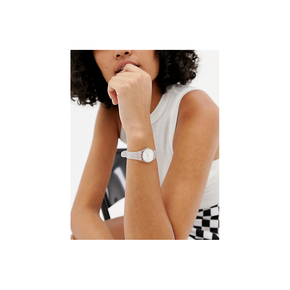 Montre Pour femme Swatch SILVER GLISTAR TOO LK343E