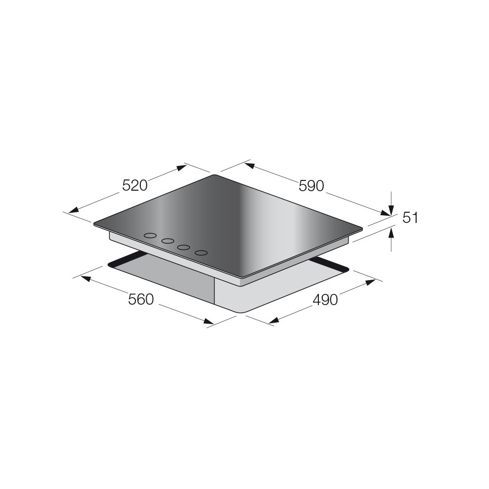 Table de cuisson Encastrable Focus 4 Feux 60 cm Noir