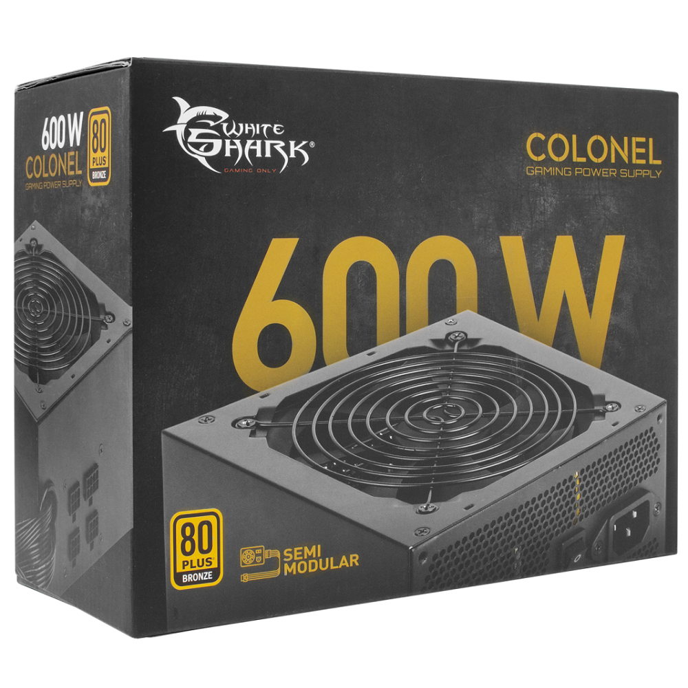 Boite d'alimentation Gamer White Shark Colonel 600W / 80+ Bronze