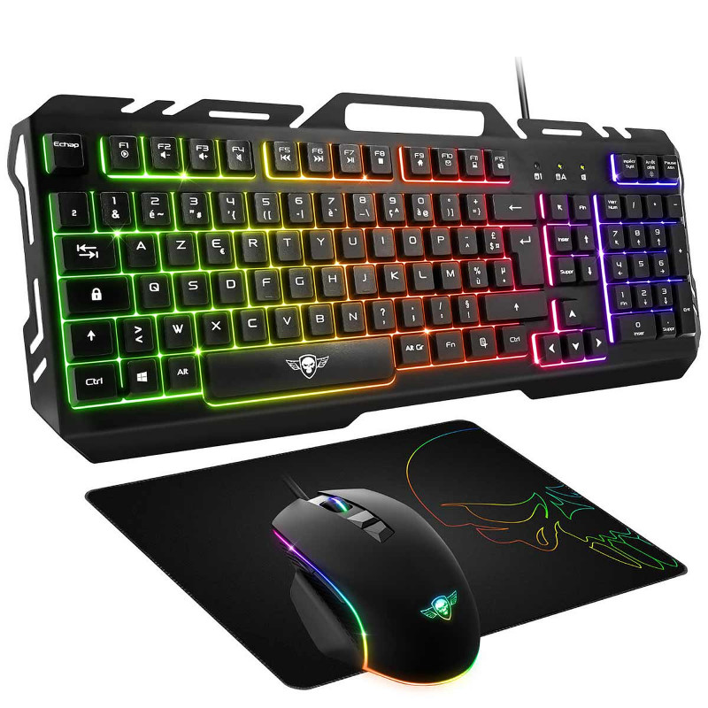 Full pack gamer rgb avec clavier, souris, casque, tapis et support