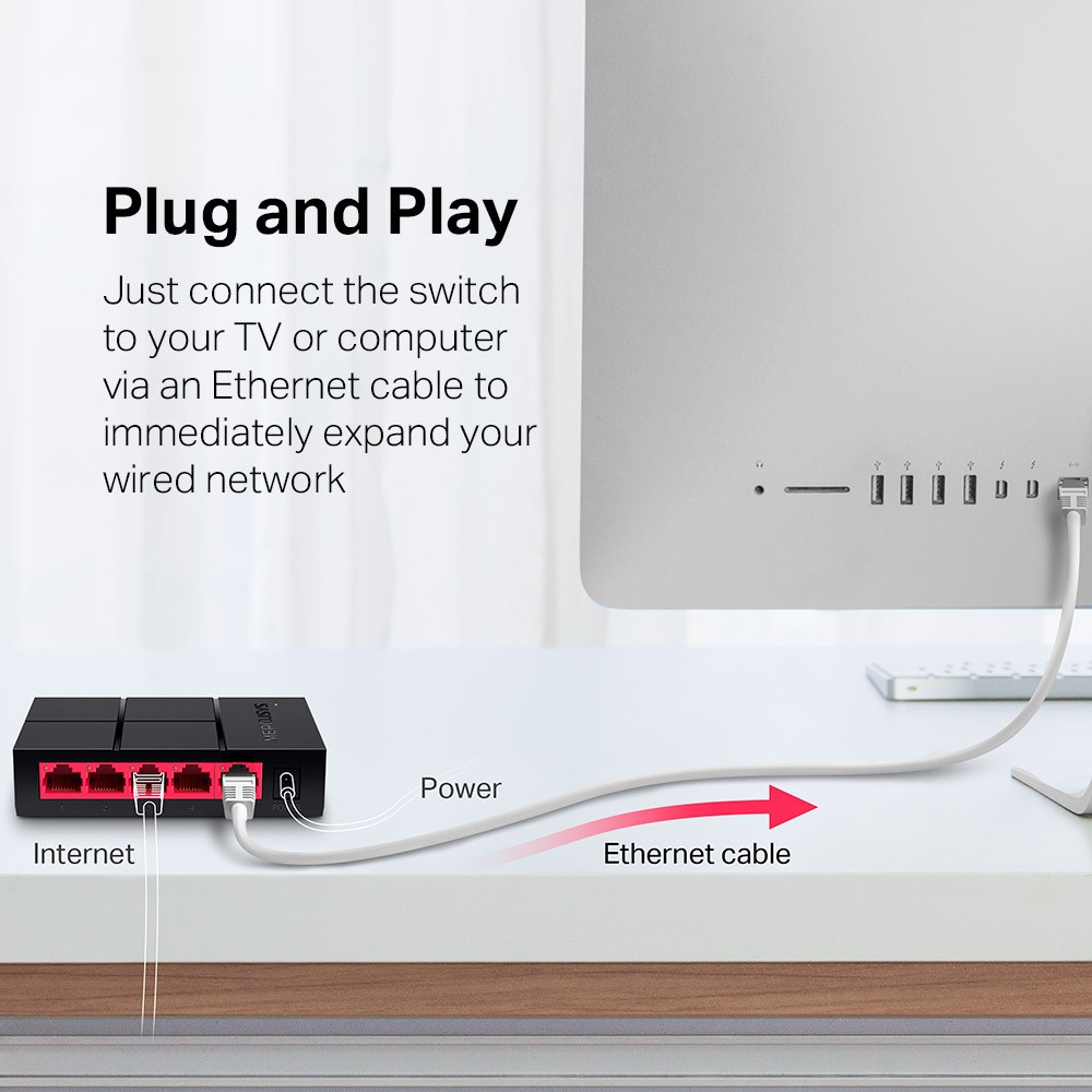 Switch de bureau 5 ports MERCUSYS MS105G / 10/100/1000 Mbps