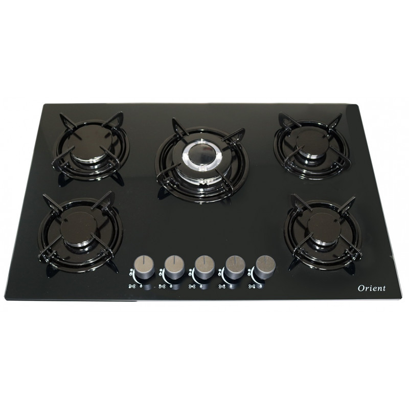 Plaque encastrable à Gaz Orient / 5 Feux avec Fonte / Noir
