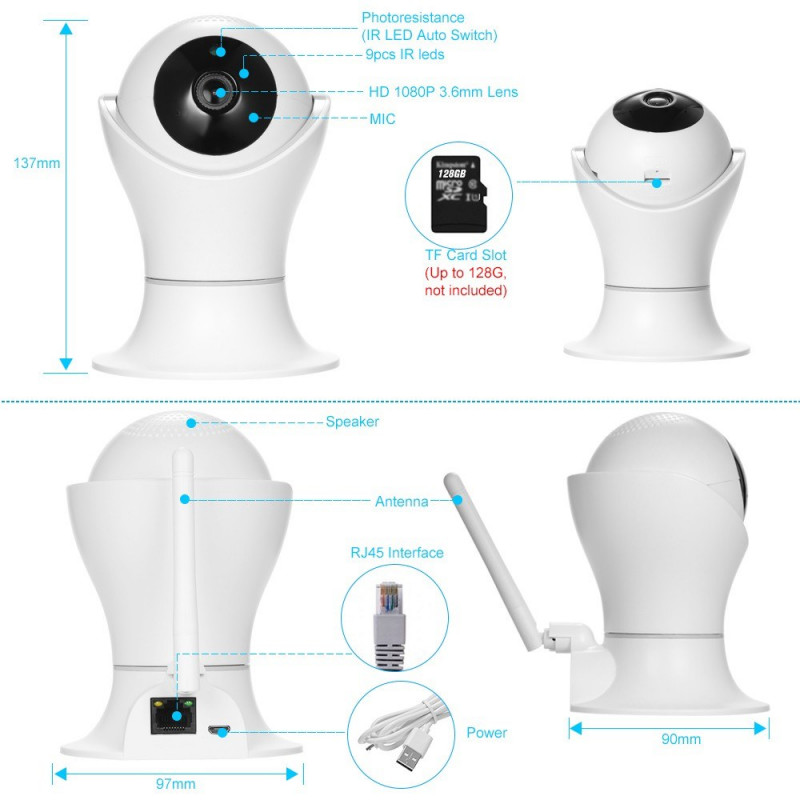 Caméra de surveillance AVSTART PA201 / WiFi / 360° / 2MP