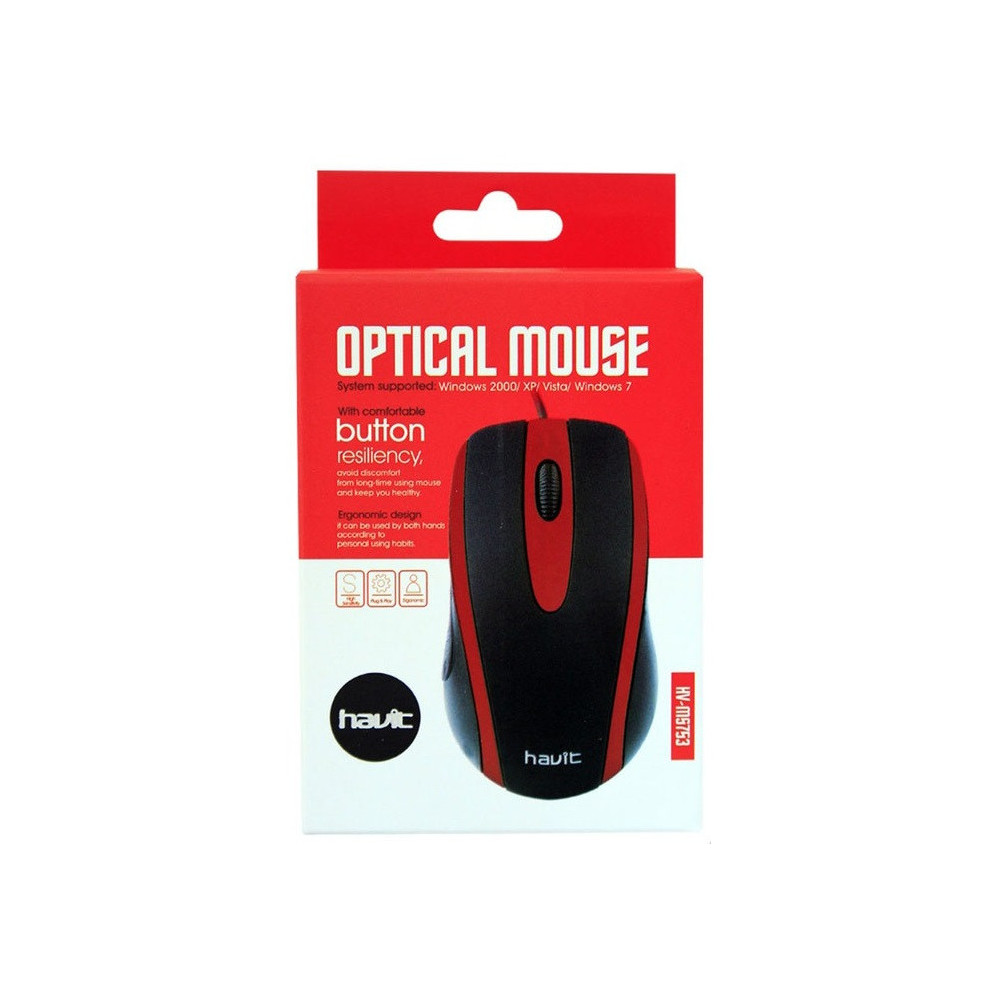 Souris USB Havit MS871 / Noir et Rouge