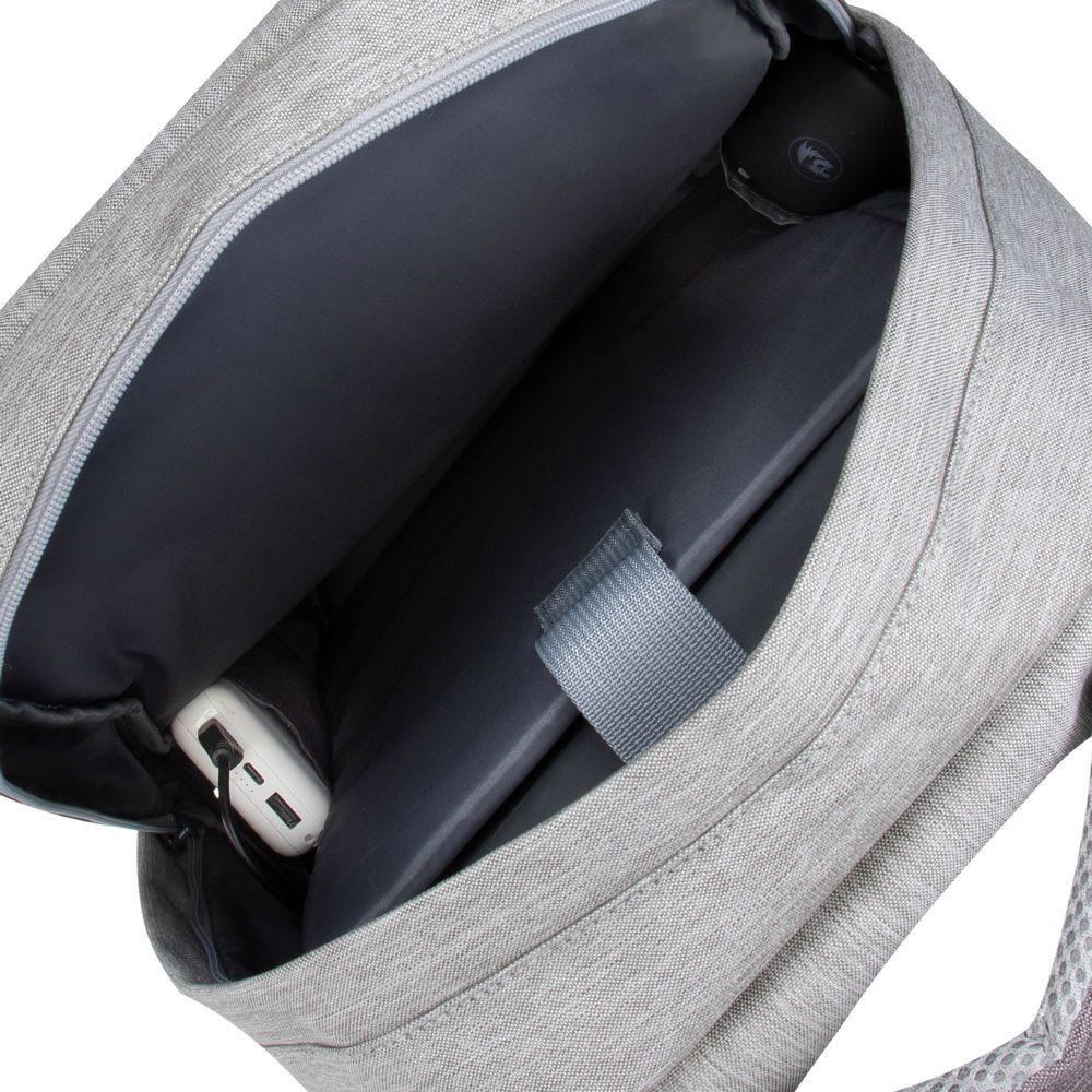 Sac à dos antivol pour pc portable 15.6" RivaCase 7562 / Gris et Moka