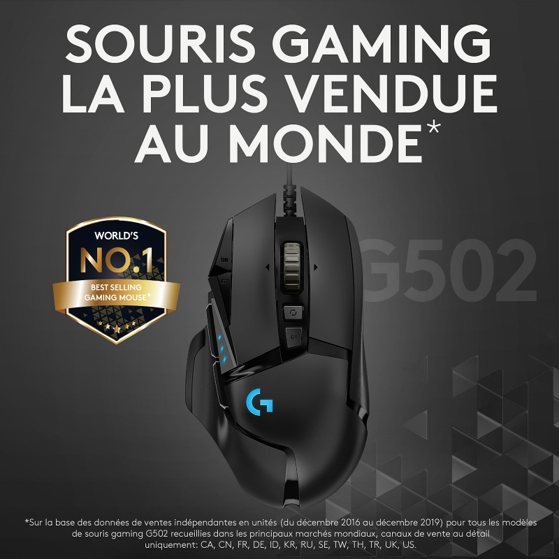 Souris Gamer Logitech G G502X Gaming Noir (910-006139)