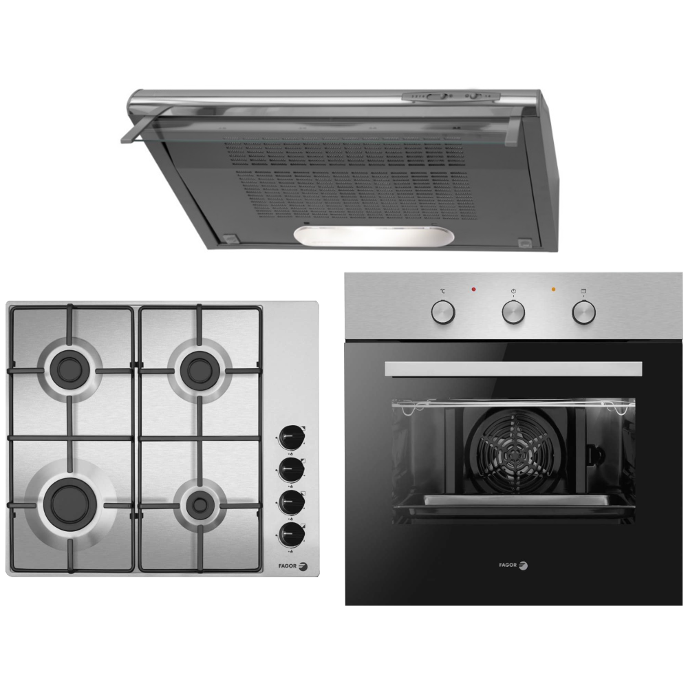 Pack Fagor Encastrable Inox : Plaque + Hotte + Four