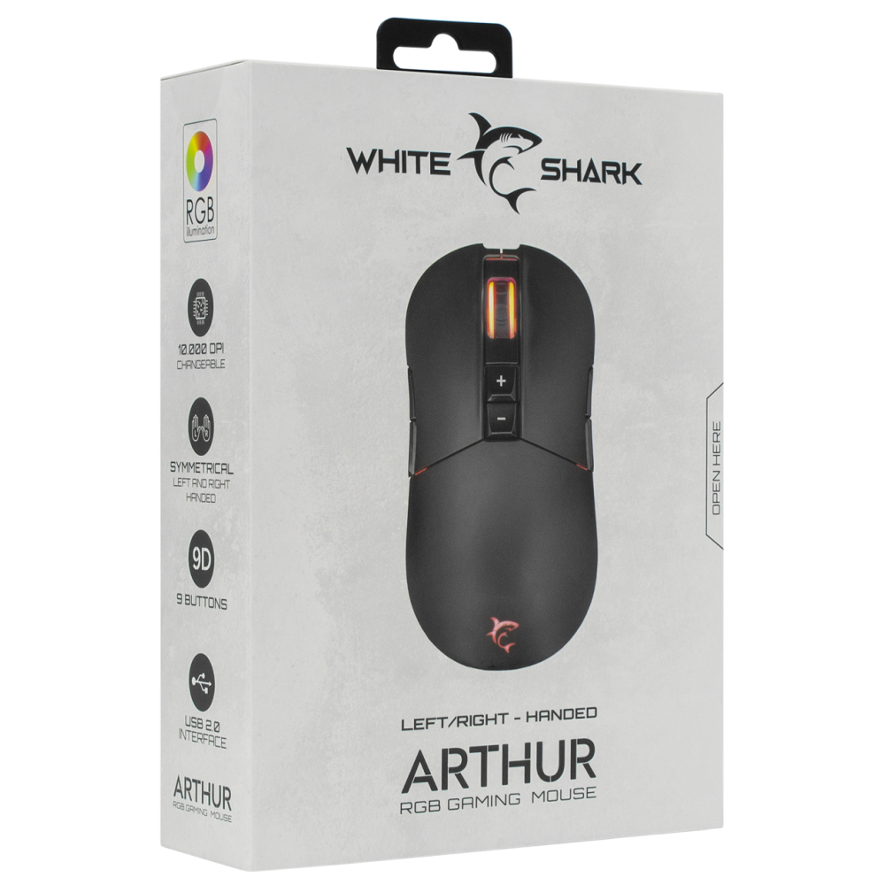 Souris Gamer Filaire White Shark GM-9005 ARTHUR / Noir / RGB