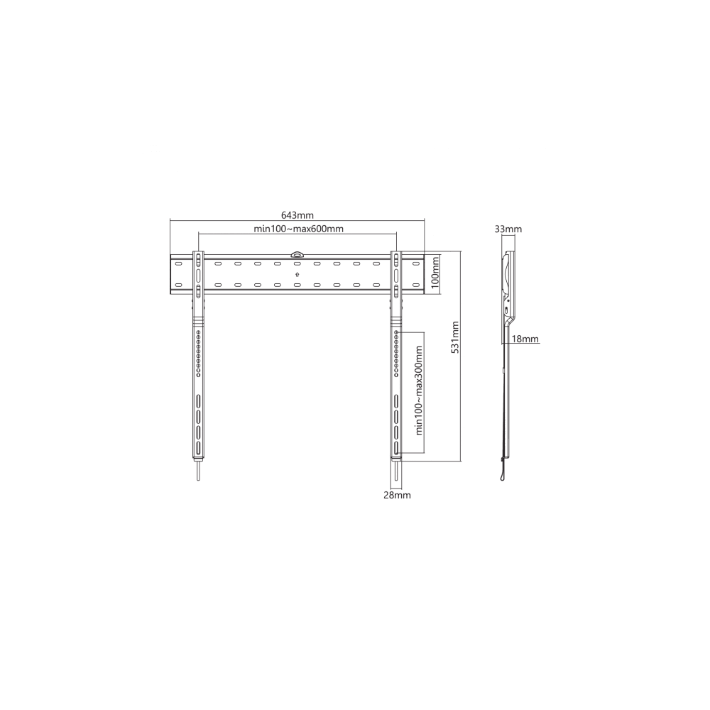 Support Mural SBOX PLB-7036F / 43"-80"