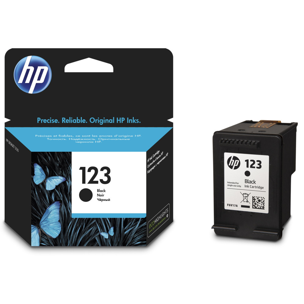 HP 123 cartouche d'encre authentique Noir / F6V17AE