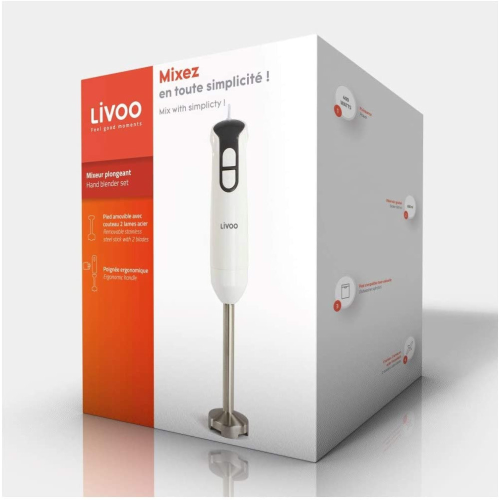 Mixeur Plongeon Livoo DOP204 / 400W / Blanc