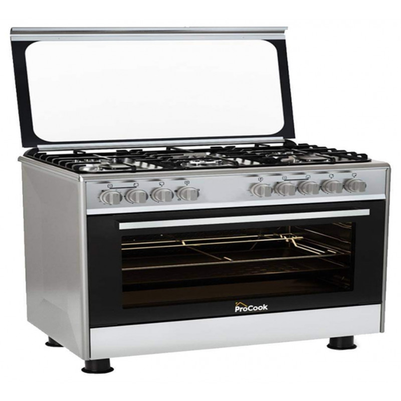 Cuisinière à gaz + Four Électrique PROCOOK TE6950 IX / 5 Feux 90 cm