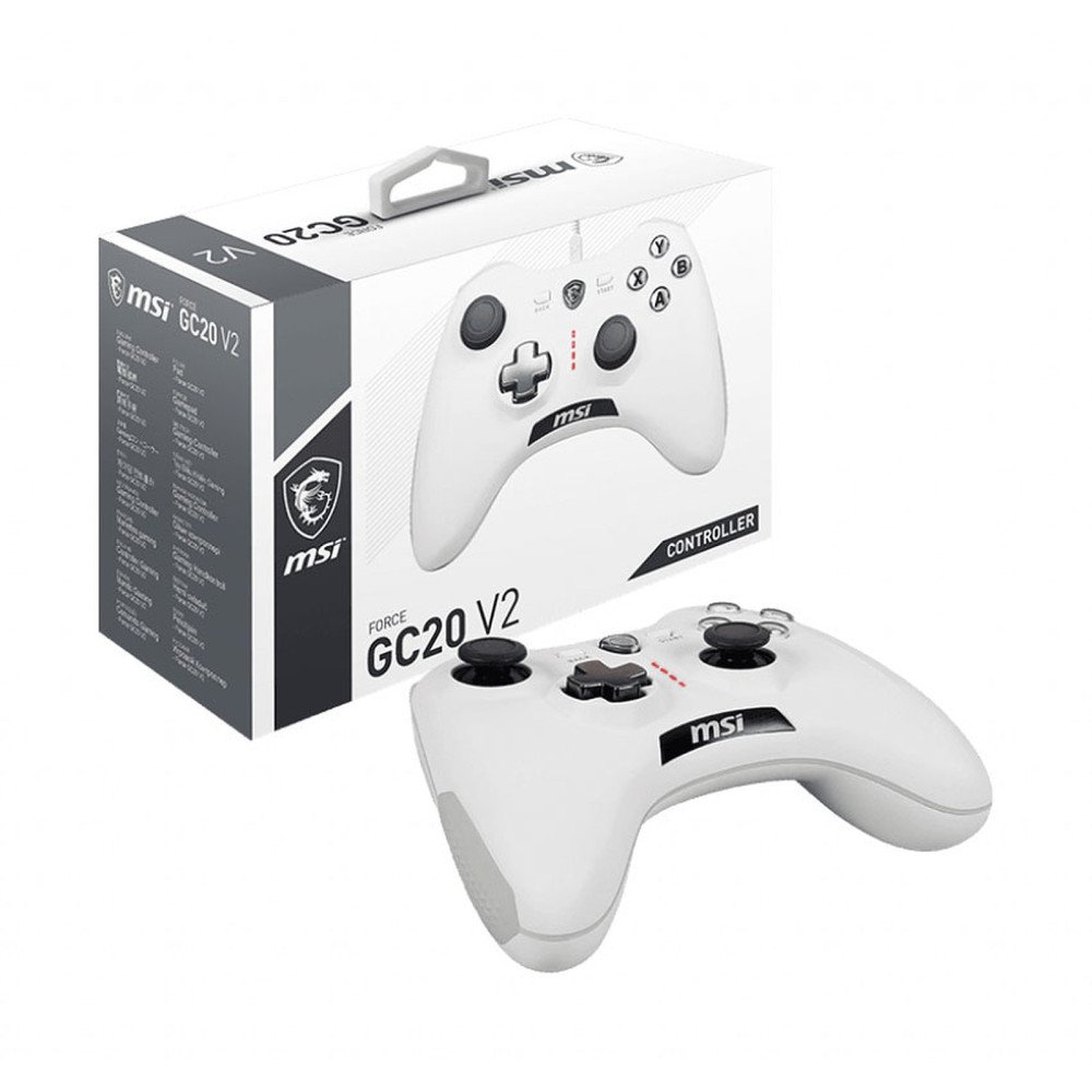 Manette Gaming Filaire MSI Force GC20 V2 / Blanc