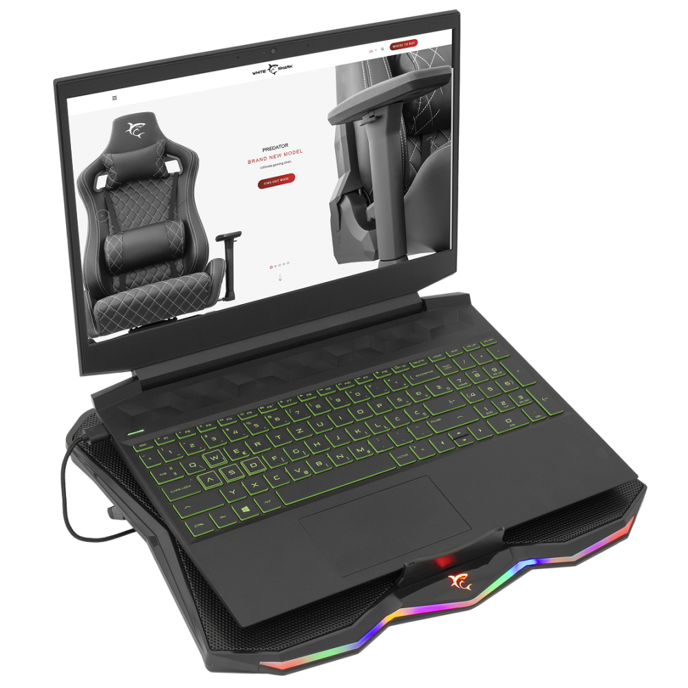 Refroidisseur Gaming White Shark GCP-03 GLACIER RGB pour Pc portable 17.3"