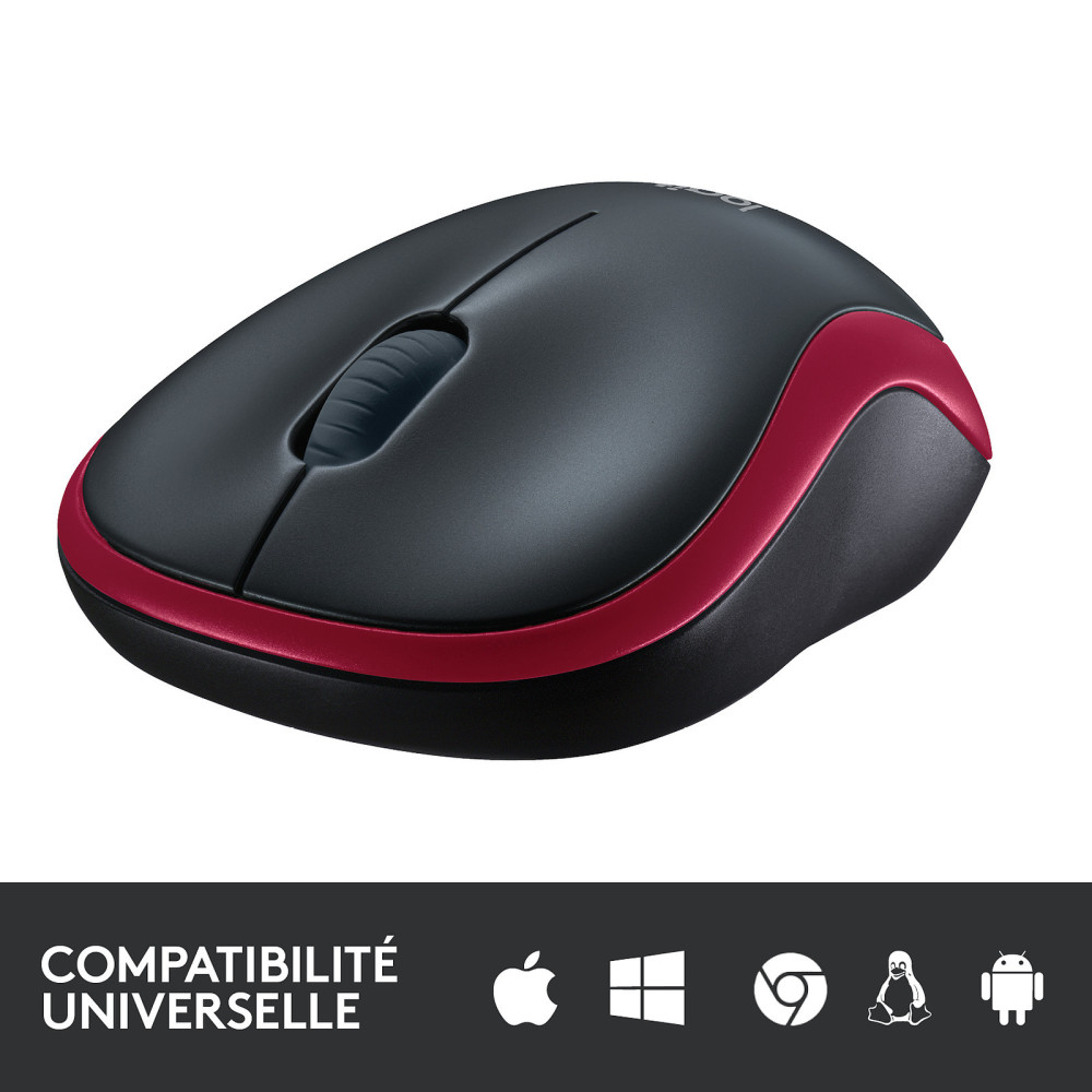 Souris Logitech Sans Fil M185 / Rouge