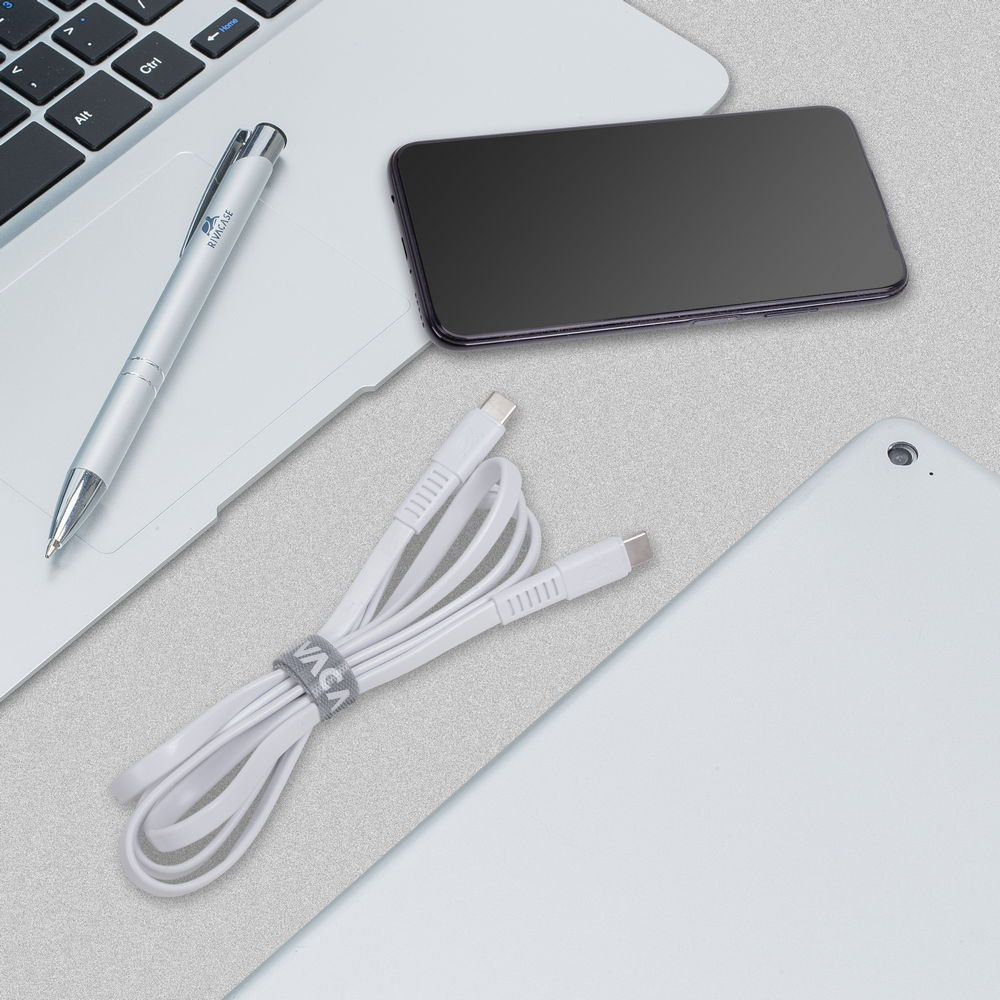 Câble RivaCase PS6005 BK12 USB-C Vers USB-C / Blanc