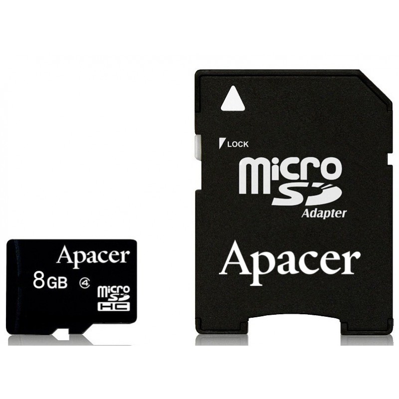 cartes mémoires apacer carte mémoire micro sd 8 go avec adaptateur