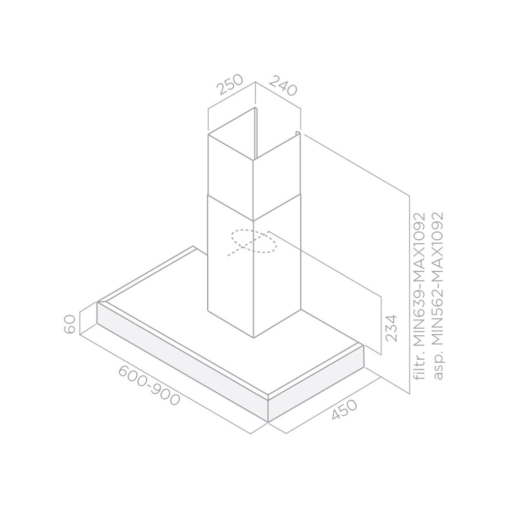Hotte aspirante cheminée Focus F.918X / 90 cm / Inox + vitro