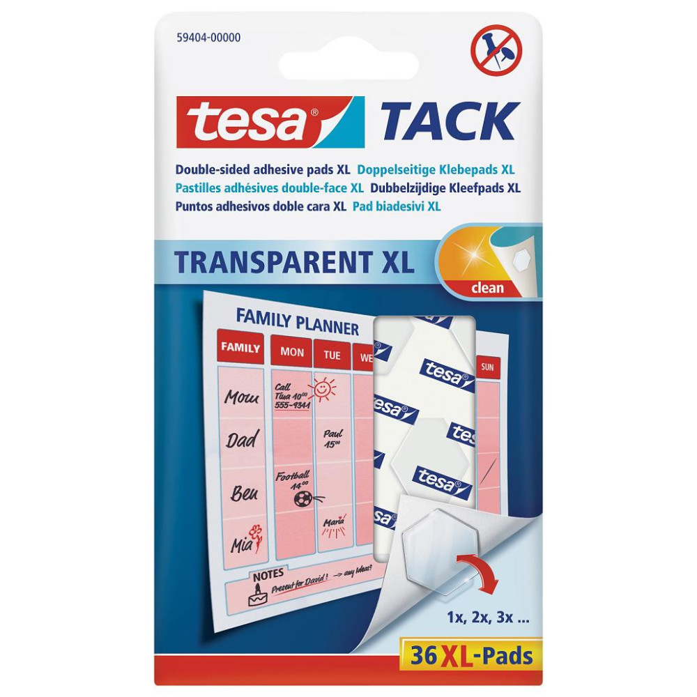 Pastilles adhésives tesa TACK Transparent XL / 36 pastilles