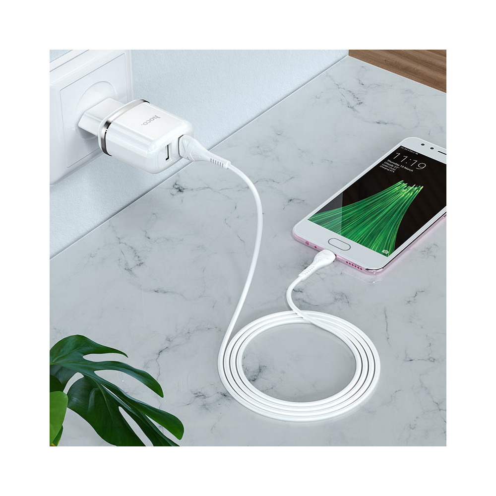 Chargeur Hoco N4 Aspiring / 2.4A / Double Ports / Type-C / Blanc