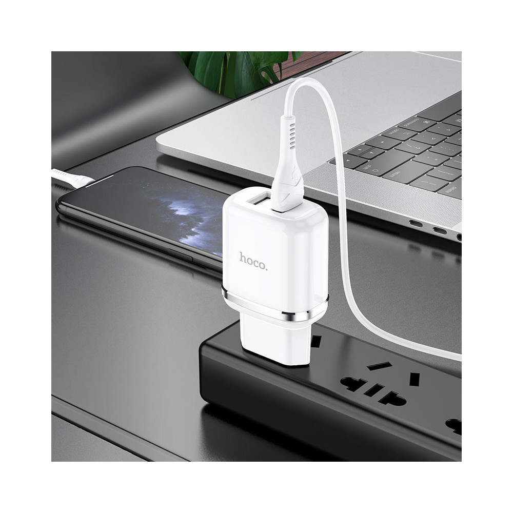 Chargeur Hoco N4 Aspiring / 2.4A / Double Ports / Type-C / Blanc