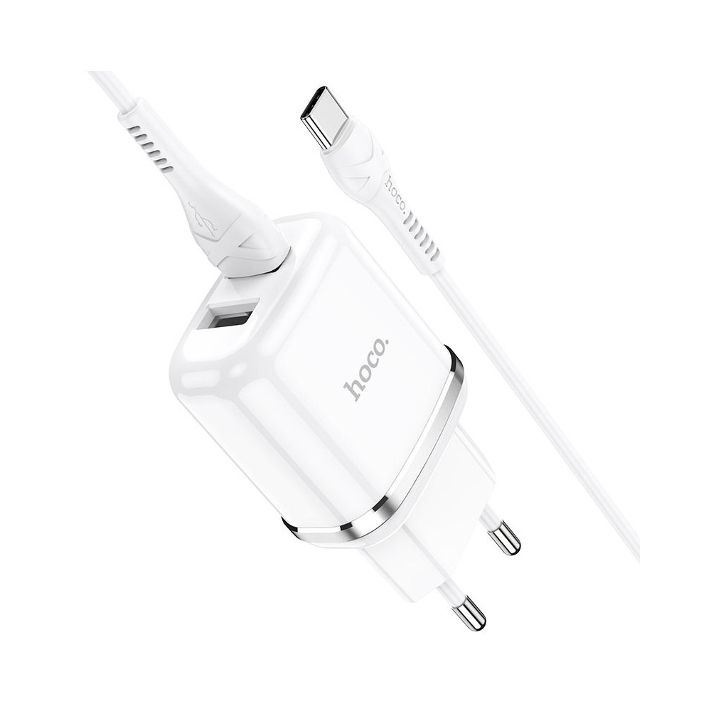 Chargeur Hoco N4 Aspiring / 2.4A / Double Ports / Type-C / Blanc