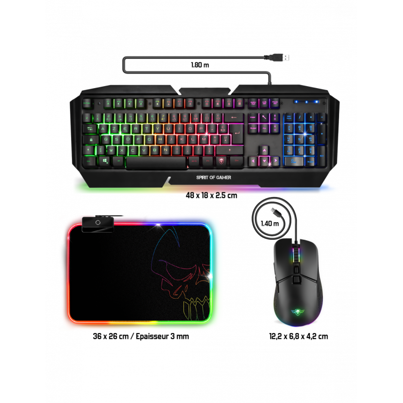 PACK GAMING SPIRIT OF GAMER (MINI CLAVIER MECANIQUE +SOURIS +TAPIS)